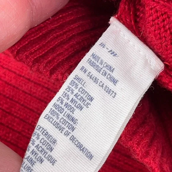 Vintage Y2K American Eagle Sweater Women Medium Red Cable Knit Babydoll Bella - Picture 6 of 11